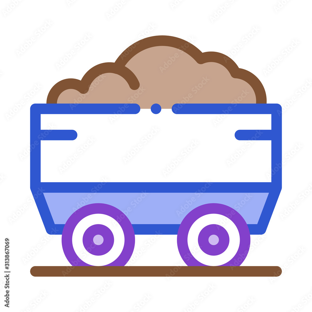Heavy Truck with Material Metallurgical Icon Vector Thin Line. Contour Illustration