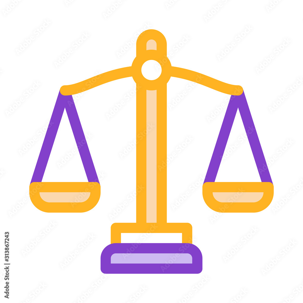 Scales Law And Judgement Icon Vector Thin Line. Contour Illustration Scales Law And Judgement Icon Vector Thin Line. Contour Illustration