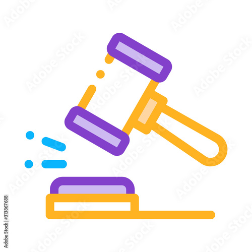 Court Gavel Law And Judgement Icon Vector Thin Line. Contour Illustration