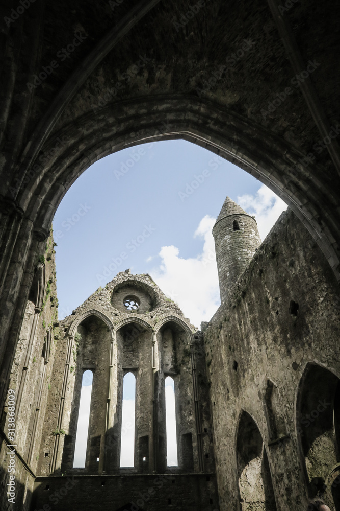 Spooky Rock of Cashel fortress in Ireland