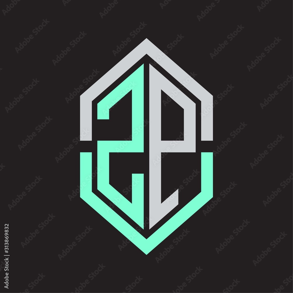 ZP Logo monogram with hexagon shape and outline slice style ZP Logo monogram with hexagon shape and outline slice style