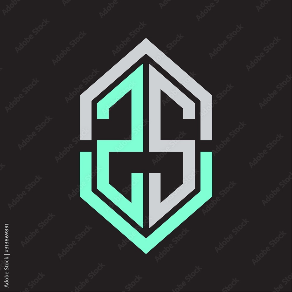ZS Logo monogram with hexagon shape and outline slice style ZS Logo monogram with hexagon shape and outline slice style