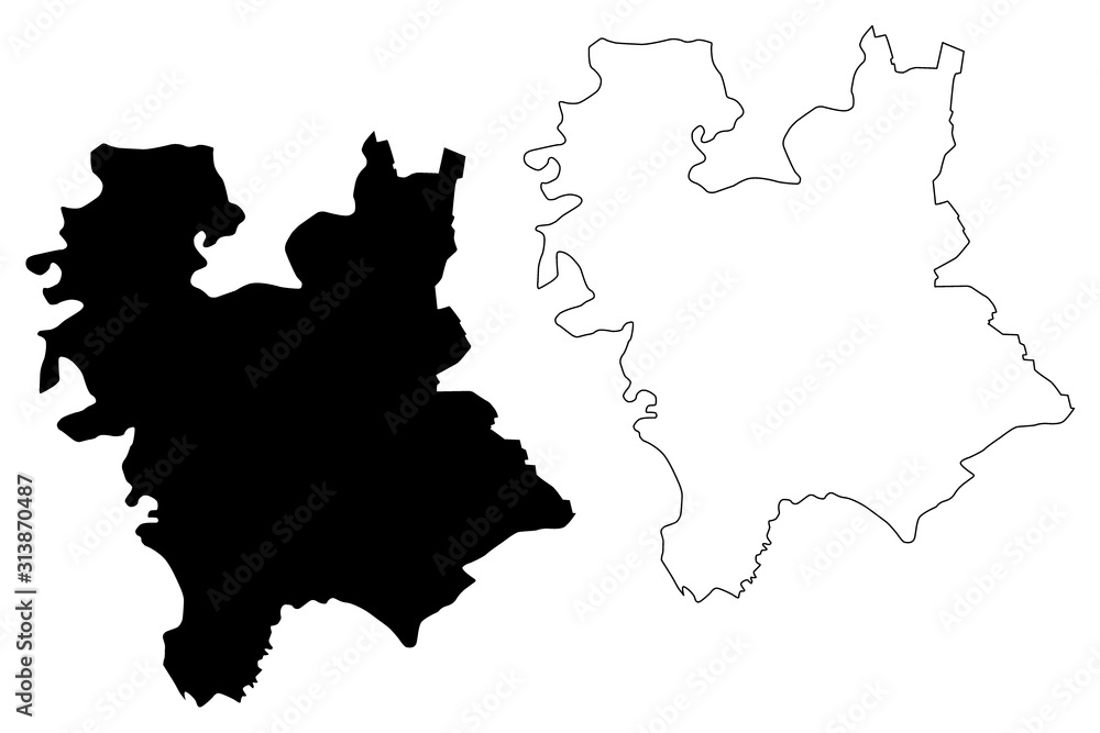 Central Banat District (Republic of Serbia, Districts in Vojvodina) map vector illustration, scribble sketch Central Banat map