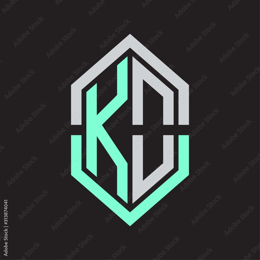 KO Logo monogram with hexagon shape and outline slice style KO Logo monogram with hexagon shape and outline slice style