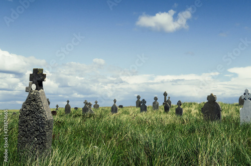 Beautiful ancient graveyard on the aran island inishmore