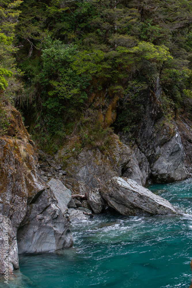 Blue pools. Haast Makarora Pass Highway. South Island New Zealand Blue pools. Haast Makarora Pass Highway. South Island New Zealand