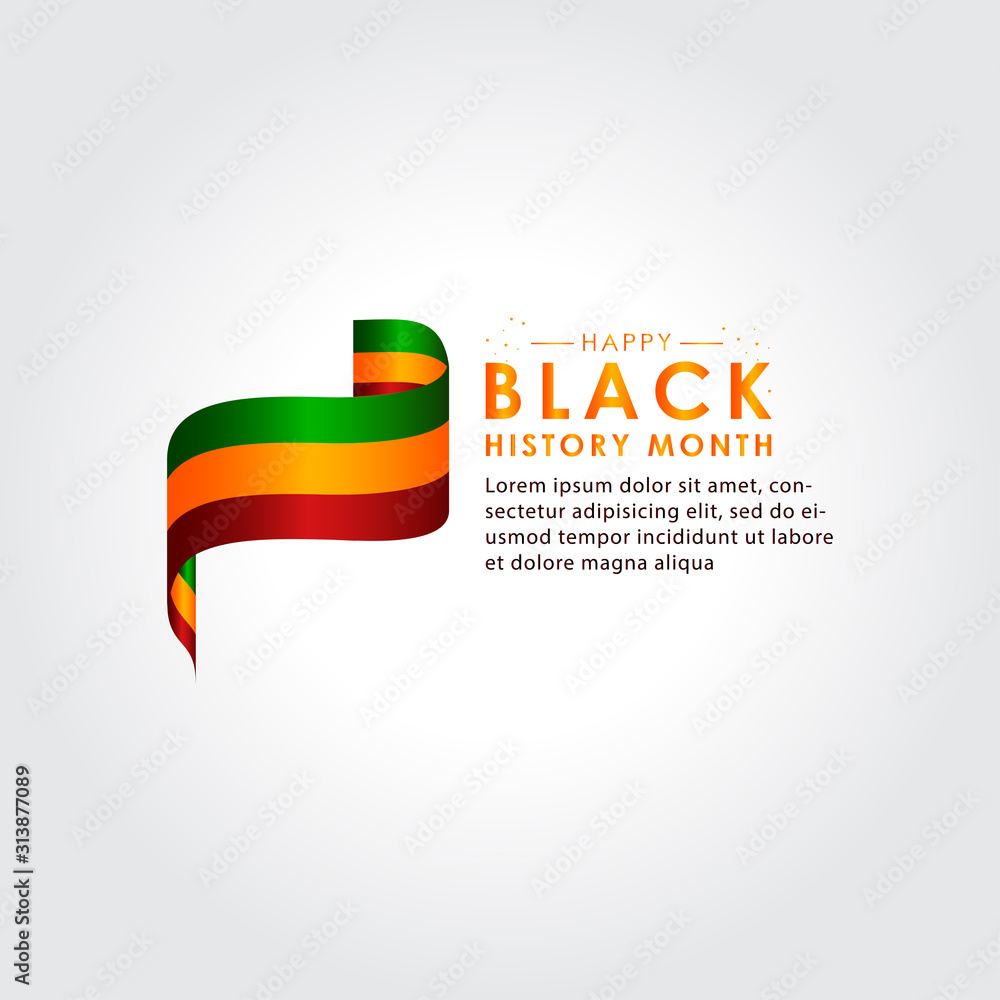 Black History Month With Ribbon and Flag Vector For Banner Print Black History Month With Ribbon and Flag Vector For Banner Print