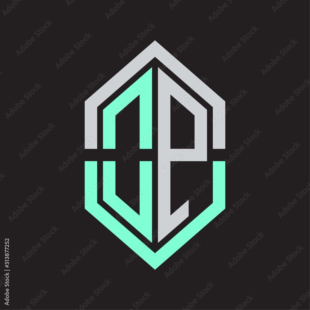 OP Logo monogram with hexagon shape and outline slice style OP Logo monogram with hexagon shape and outline slice style