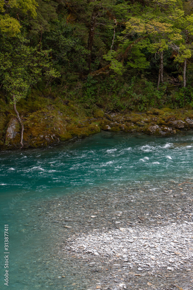 Blue pools. Haast Makarora Pass Highway. South Island New Zealand Blue pools. Haast Makarora Pass Highway. South Island New Zealand