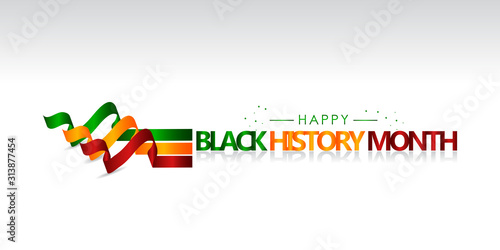 Black History Month With Ribbon and Flag Vector For Banner Print