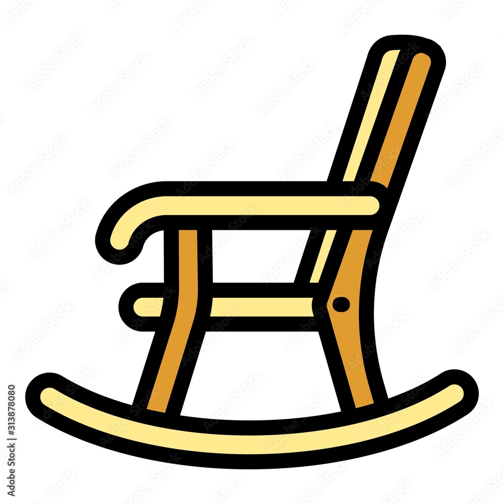 Wood rocking chair icon. Outline wood rocking chair vector icon for web design isolated on white background Wood rocking chair icon. Outline wood rocking chair vector icon for web design isolated on white background