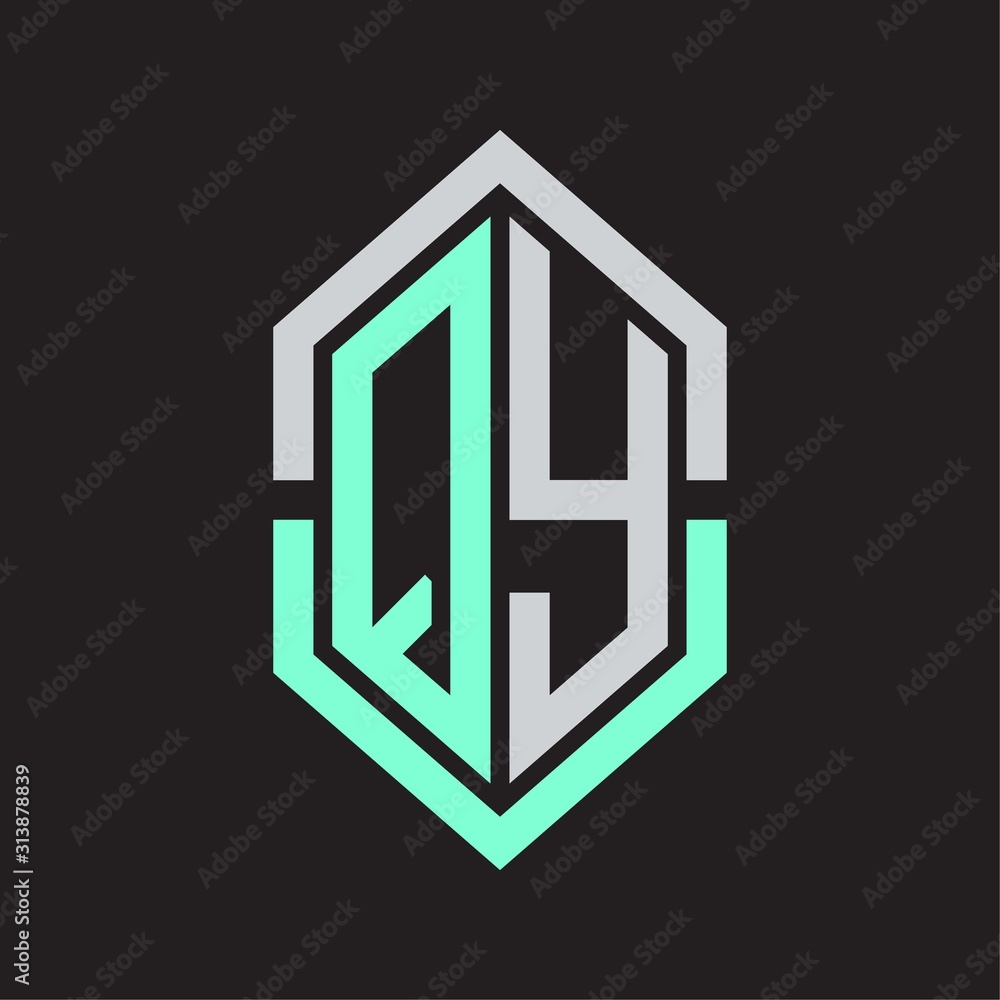 QY Logo monogram with hexagon shape and outline slice style QY Logo monogram with hexagon shape and outline slice style