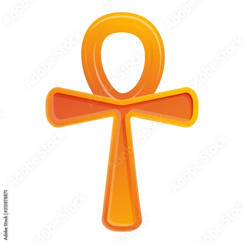 Gold ankh icon. Cartoon of gold ankh vector icon for web design isolated on white background