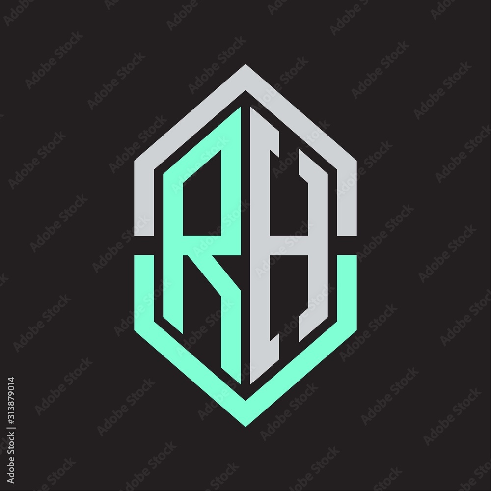 RH Logo monogram with hexagon shape and outline slice style RH Logo monogram with hexagon shape and outline slice style