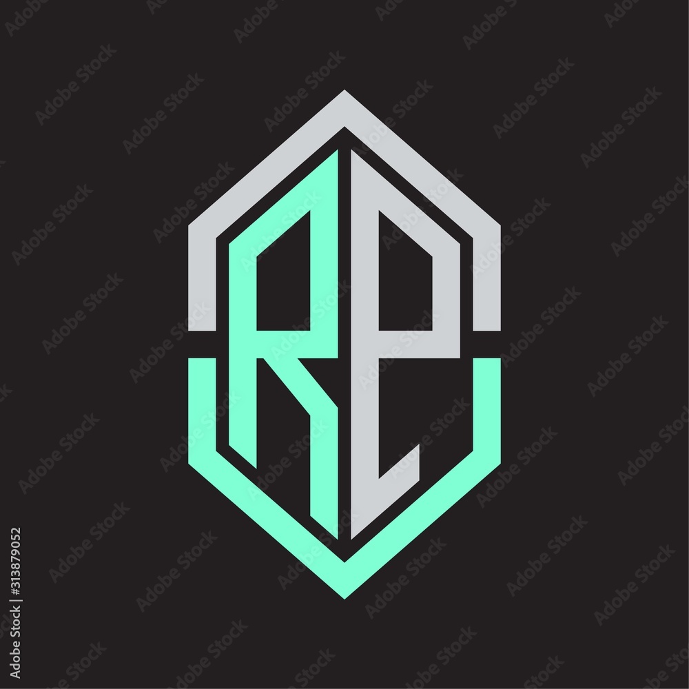 RP Logo monogram with hexagon shape and outline slice style RP Logo monogram with hexagon shape and outline slice style