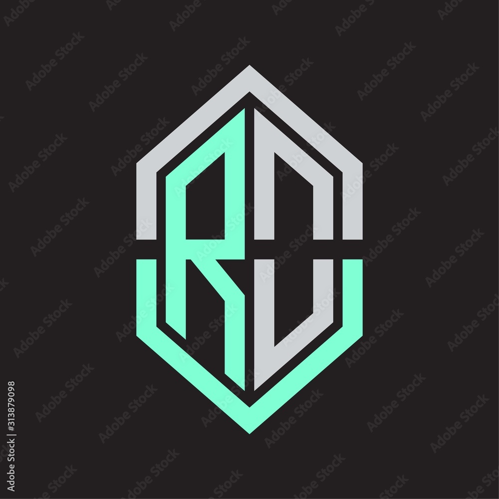 RO Logo monogram with hexagon shape and outline slice style RO Logo monogram with hexagon shape and outline slice style