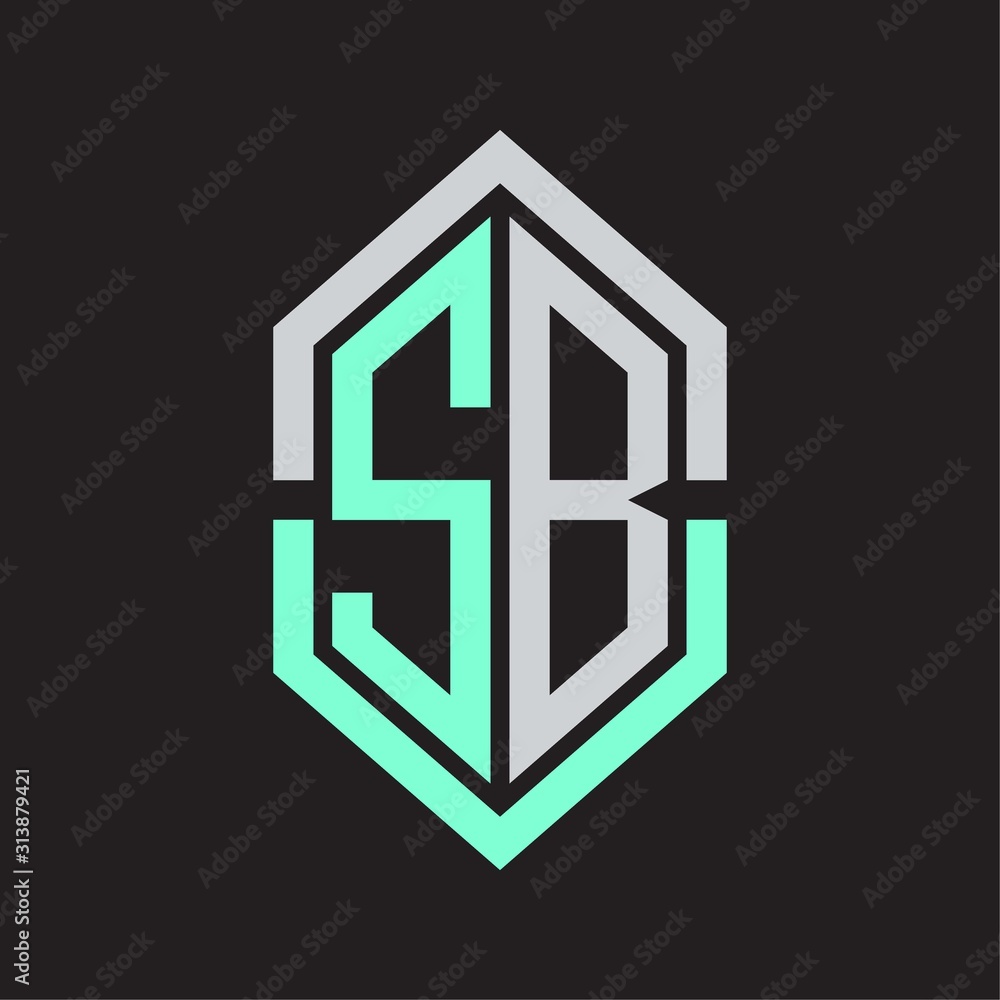 SB Logo monogram with hexagon shape and outline slice style SB Logo monogram with hexagon shape and outline slice style