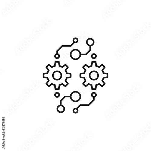 Integration, automation concept, vector line icon