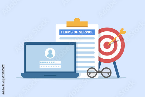 terms of service contract document signed,Clipboard with terms of service document photo