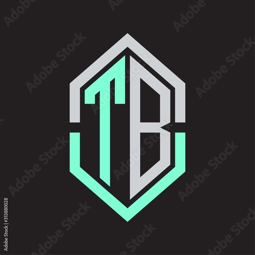 TB Logo monogram with hexagon shape and outline slice style