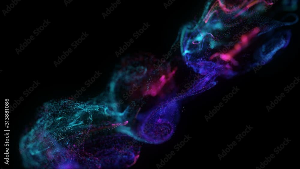 4k Liquid glowing multicolor neon dust. Fluid animation. Abstract background. Particles cloud. 4k Liquid glowing multicolor neon dust. Fluid animation. Abstract background. Particles cloud.