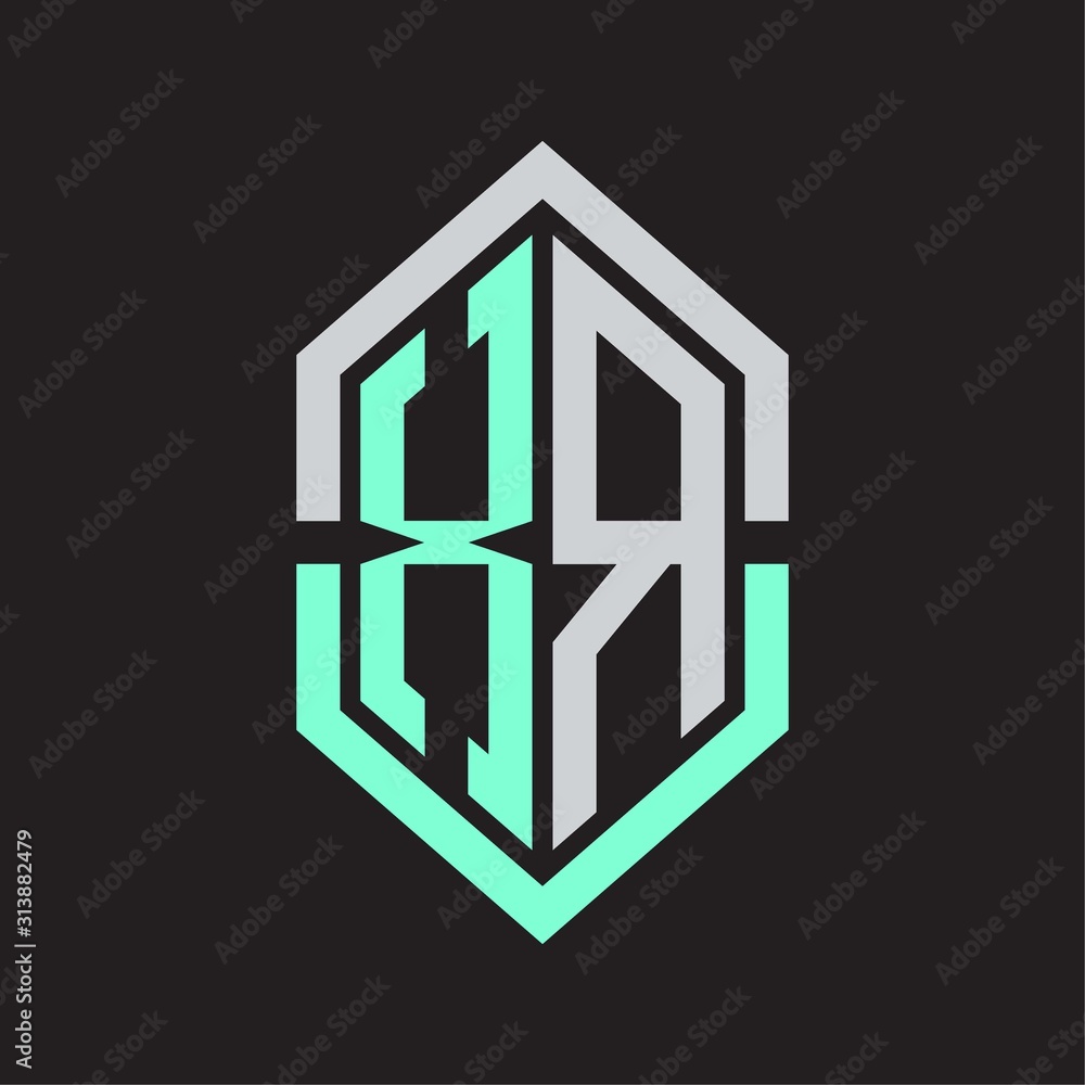 XR Logo monogram with hexagon shape and outline slice style XR Logo monogram with hexagon shape and outline slice style