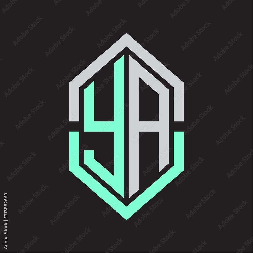 YA Logo monogram with hexagon shape and outline slice style YA Logo monogram with hexagon shape and outline slice style
