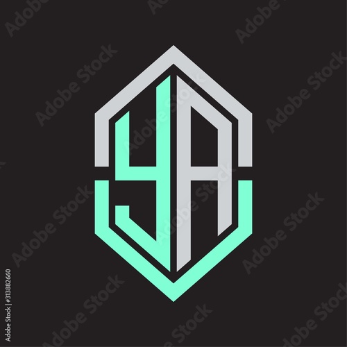 YA Logo monogram with hexagon shape and outline slice style