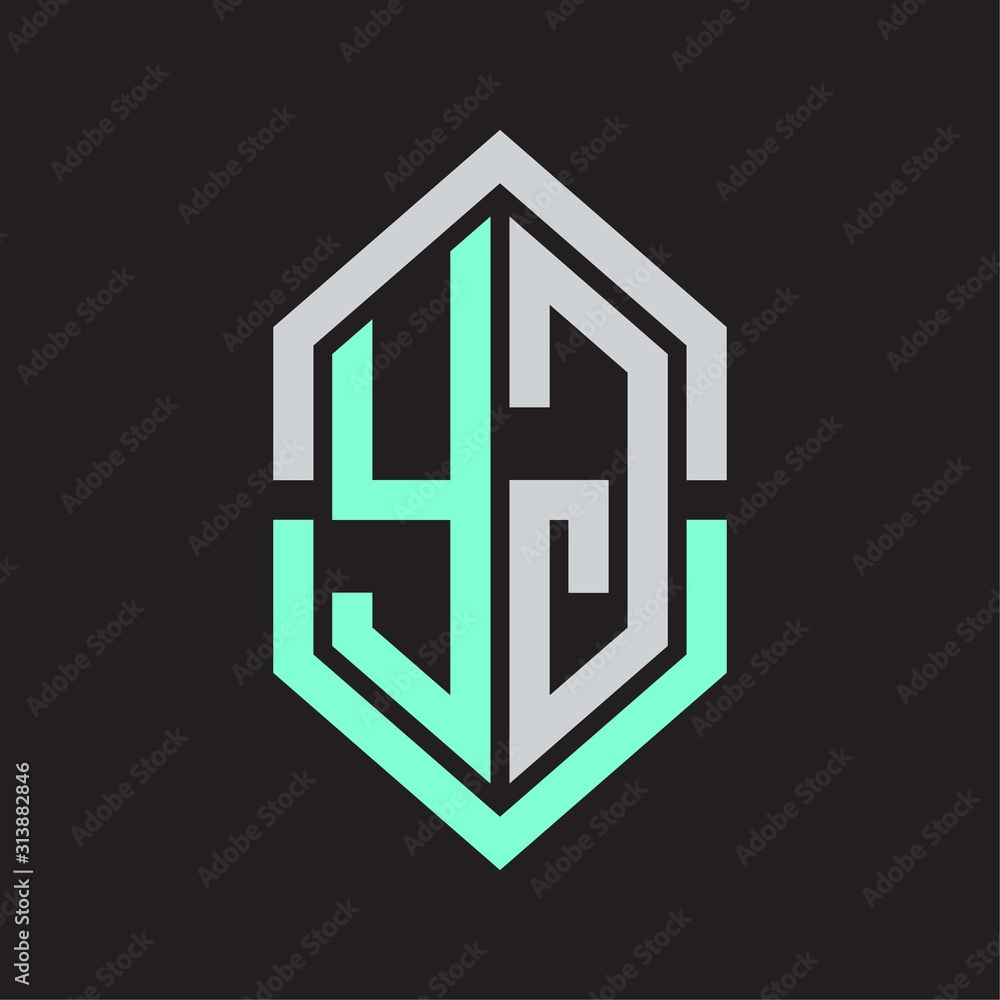 YG Logo monogram with hexagon shape and outline slice style YG Logo monogram with hexagon shape and outline slice style
