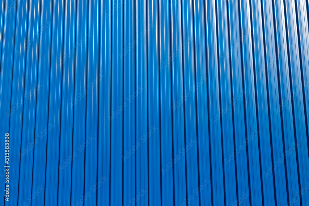 blue metal sheet of factory cargo background and texture. blue corruget