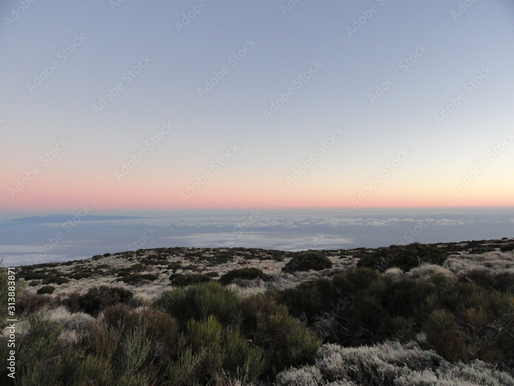 sunset in the protected Park of El Teide, Tenerife,Canary Islands, Spain