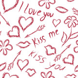 Seamless pattern. Hand drawing design elements. Romantic design. Valentines day concept. Vector illustration. EPS 10