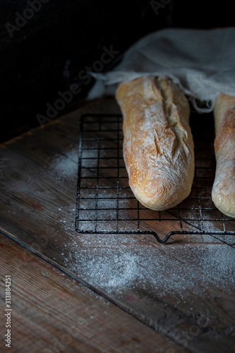 Sourdough homemade bread. Freshly baked organic wheat bread.