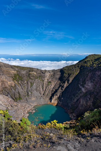 Costa Rica. Irazu Volcano National Park (Spanish: Parque Nacional Volcan Irazu).  View of the volcano and the lake in the crater. photo