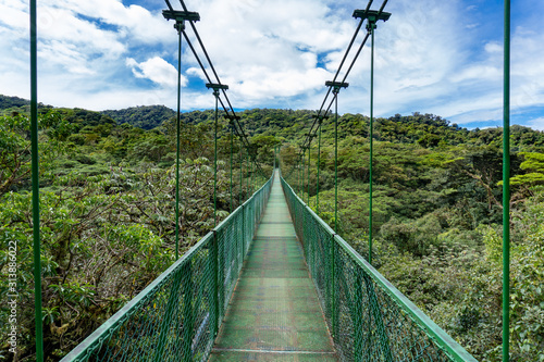 Costa Rica. Suspension bridge in the tropical forest in the province of Guanacaste.