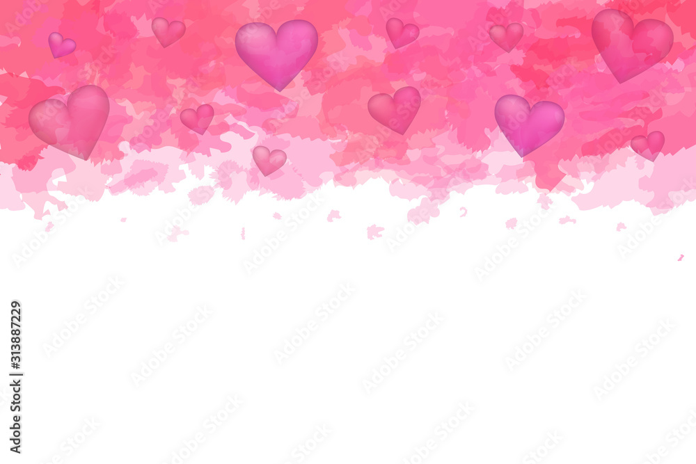 EPS 10 vector. Watercolor splashes with hearts. Valentines day concept.