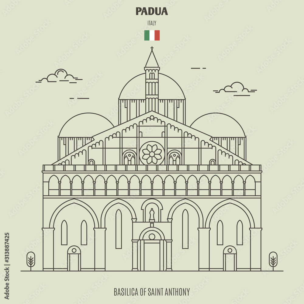 Basilica of Saint Anthony in Padua, Italy. Landmark icon
