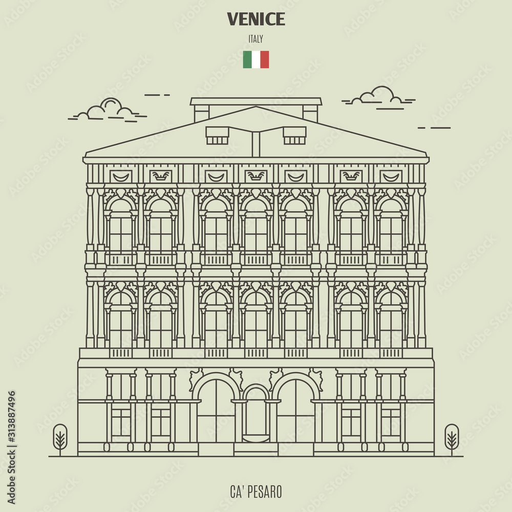 Ca' Pesaro Palace in Venice, Italy. Landmark icon