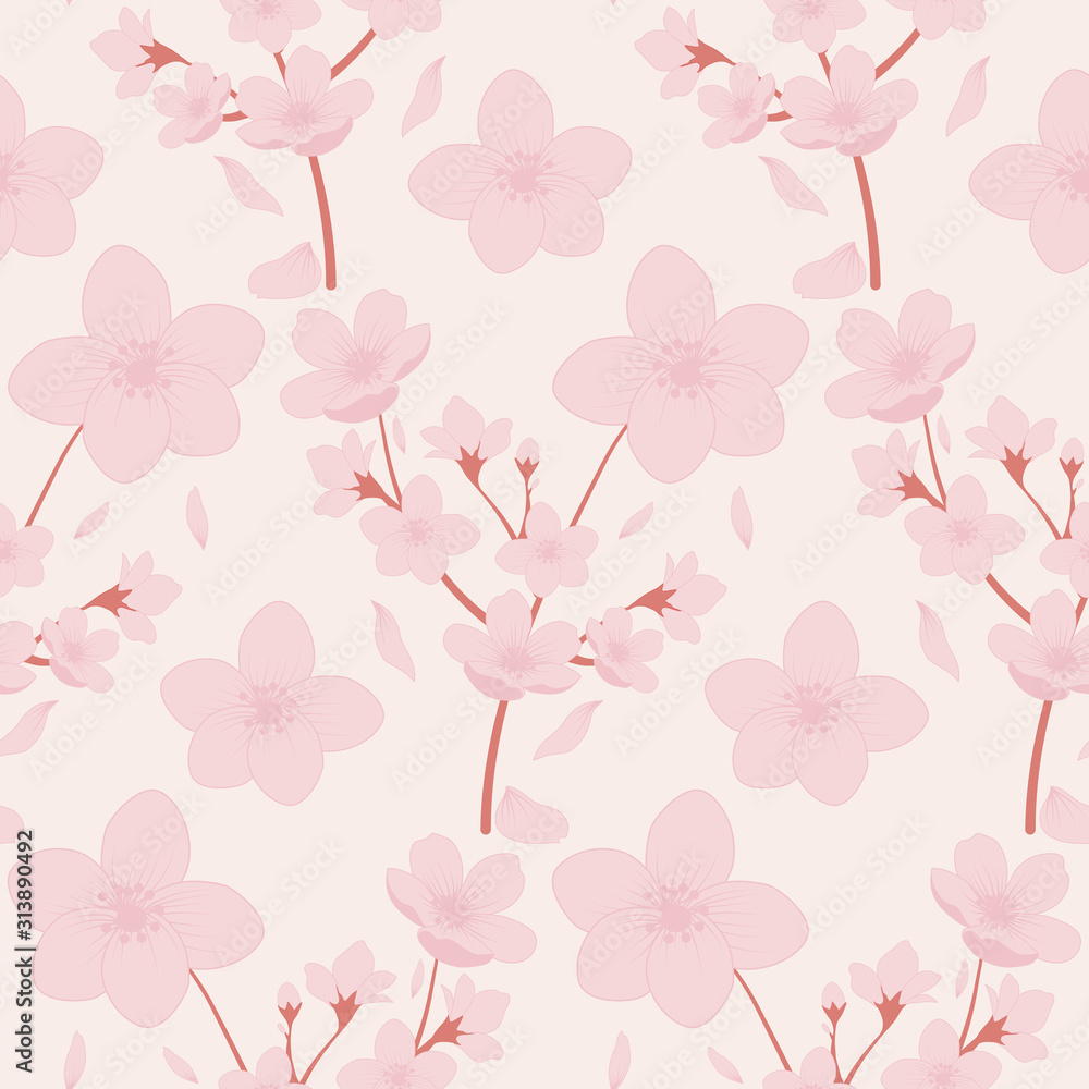 oink cherry blossom bouquet in a seamless pattern design