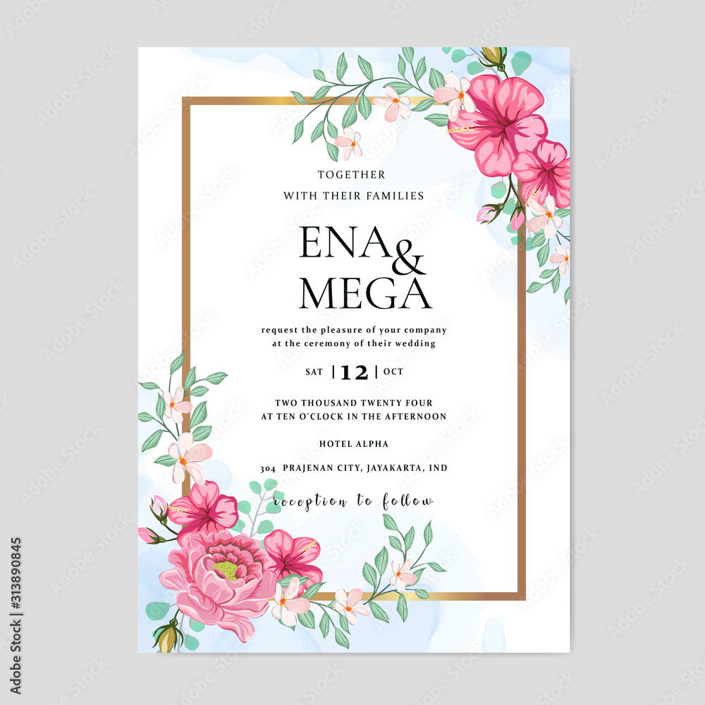 wedding invitation card background with beautiful flower and leaves wedding invitation card background with beautiful flower and leaves