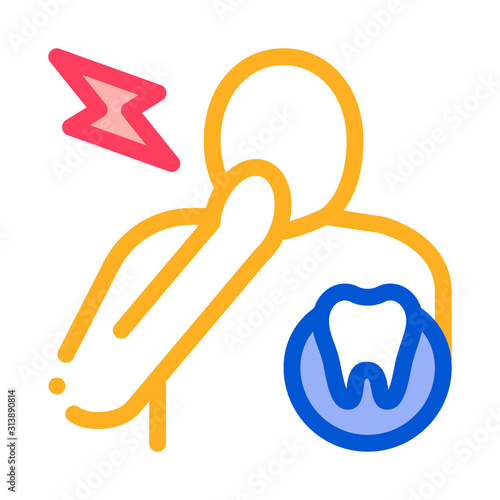 Toothache Icon Vector. Outline Toothache Sign. Isolated Contour Symbol Illustration