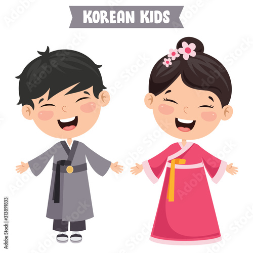 Korean Children Wearing Traditional Clothes
