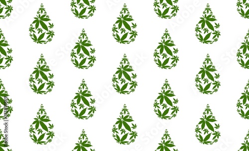 Cannabis oil drop seamless vector pattern