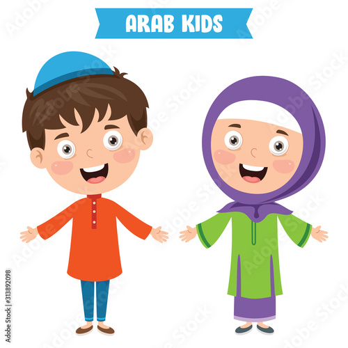Arab Children Wearing Traditional Clothes