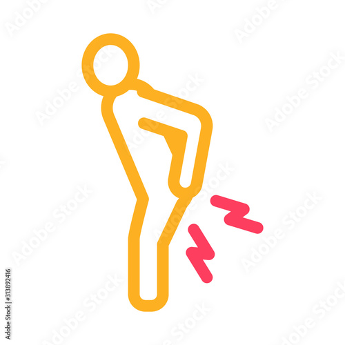 Backache Icon Vector. Outline Backache Sign. Isolated Contour Symbol Illustration