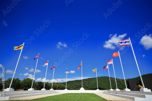 Different Flags of Southeast Asia countries, AEC, ASEAN Economic Community