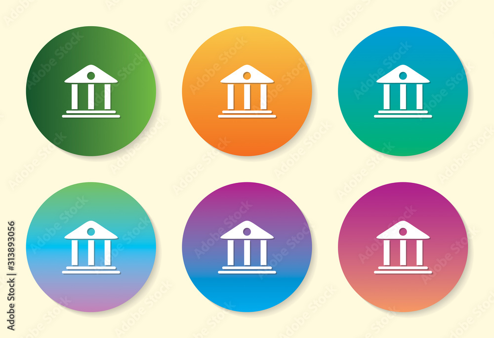 Bank six color gradient icon design.