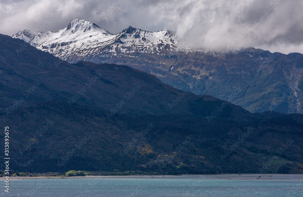 Lake Wanaka South Island New Zealand. Mountains snow.