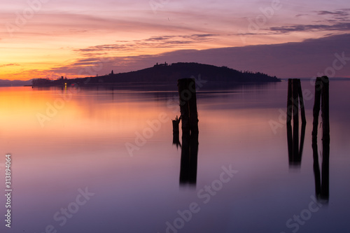 san feliciano sunset on the trasimeno lake Umbria Italy Europe photo