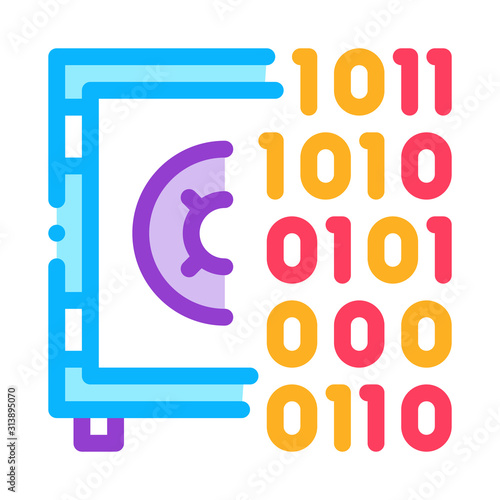 Computer Hacking with Binary Code Icon Vector. Outline Computer Hacking with Binary Code Sign. Isolated Contour Symbol Illustration